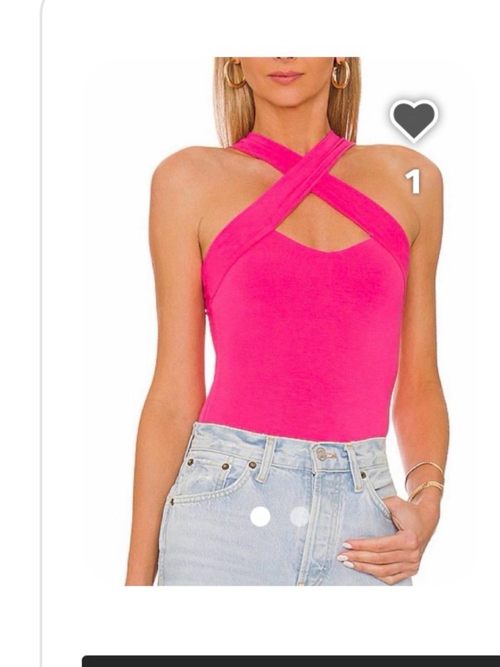 superdown Hot Pink Crisscross Halter Bodysuit